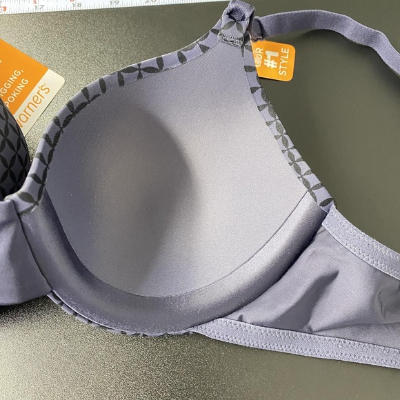 NWT Warner's This Is Not A Bra T-Shirt Bra Womens 34B Purple Geometric Underwire - Picture 8 of 11